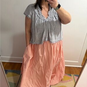 Maeve bubble hem maxi blush skirt in 1X.